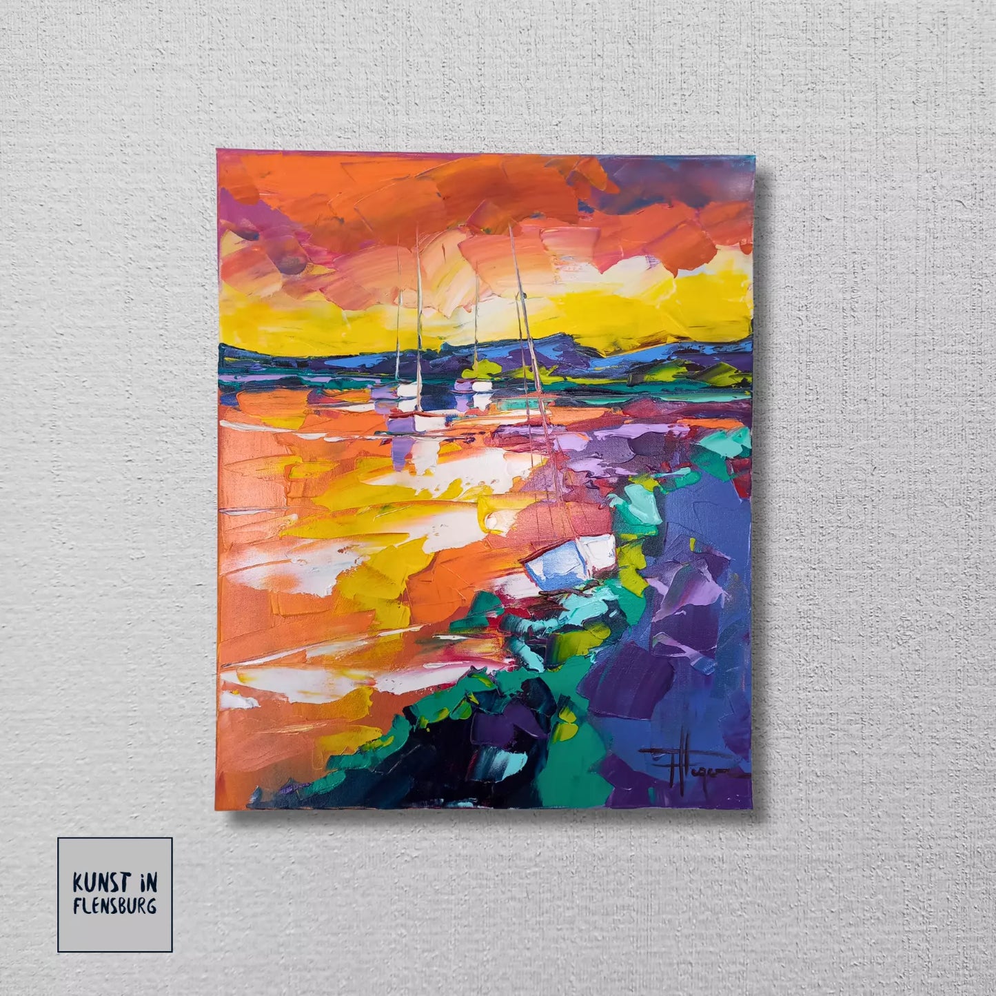 OLIVIER PFLEGER (*1967) | Segelboote / Abstrakte Kunst | ORIGINAL Ölgemälde auf Leinwand