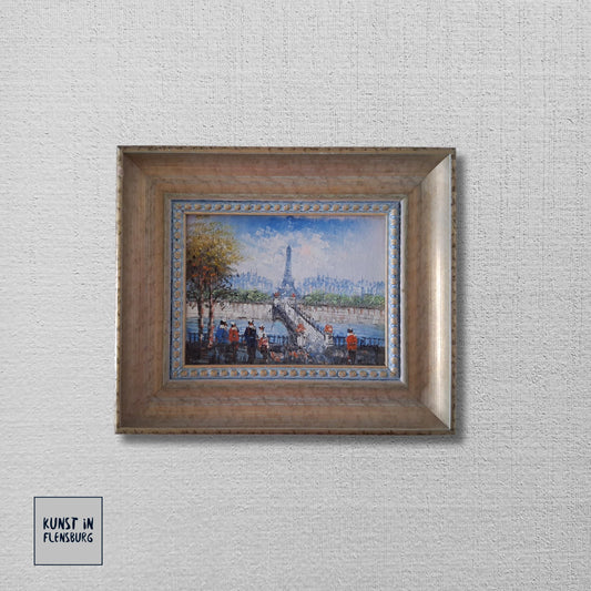 CAROLINE C. BURNETT | Stadtszene / Eiffelturm / Paris | ORIGINAL Ölgemälde auf Karton inkl. Rahmen