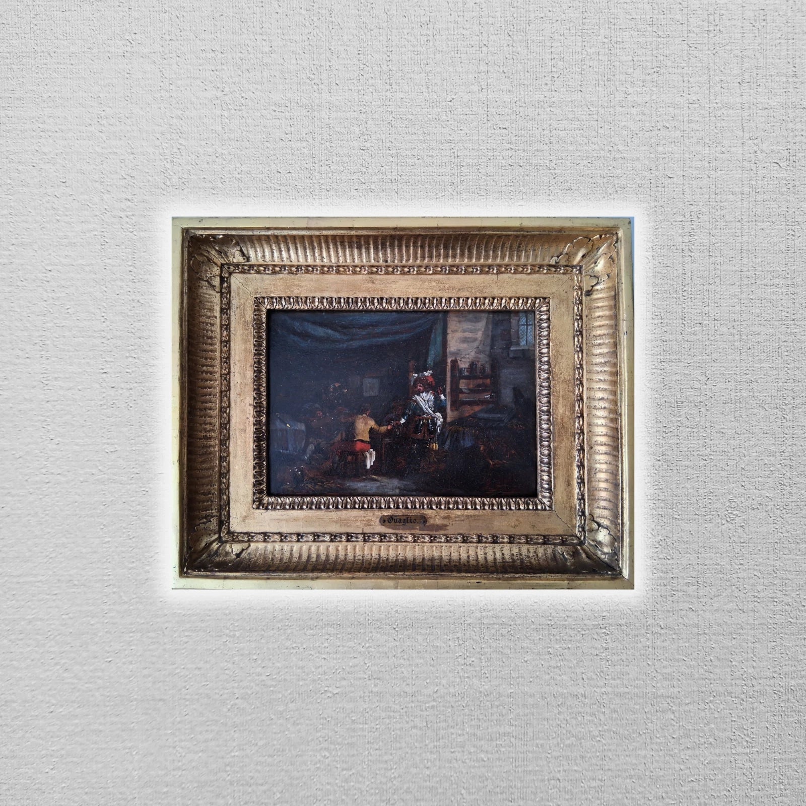 DOMENICO QUAGLIO (1787-1837) | Szene in einer Taverne | ORIGINAL Ölgemälde auf Holzplatte