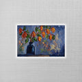 ORIGINAL Ölgemälde auf Leinwand | Stillleben / Physalis / Blumenvase | 15x10 cm | Signiert