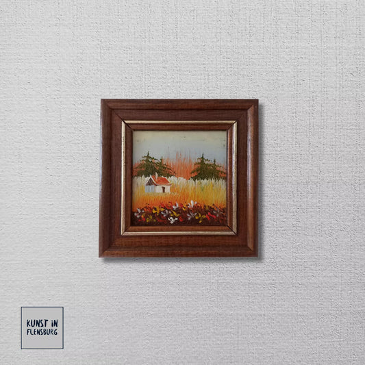 KLEINES ORIGINAL Ölgemälde auf Karton inkl. Holzrahmen | Landschaft / Natur | 11x11 cm