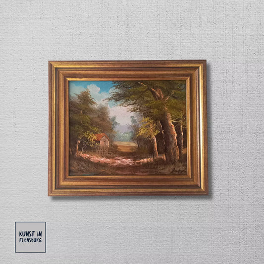 ORIGINAL Ölgemälde auf Leinwand inkl. Rahmen | Landschaft / Natur / Wald | Signiert: R. HANSEN