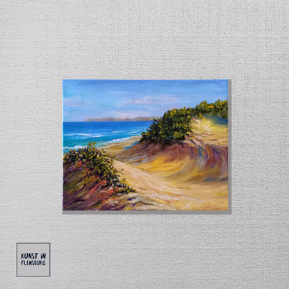 ORIGINAL Ölgemälde auf Leinwand | Strandgang / Meerblick / Landschaft | 30x24 cm | Signiert