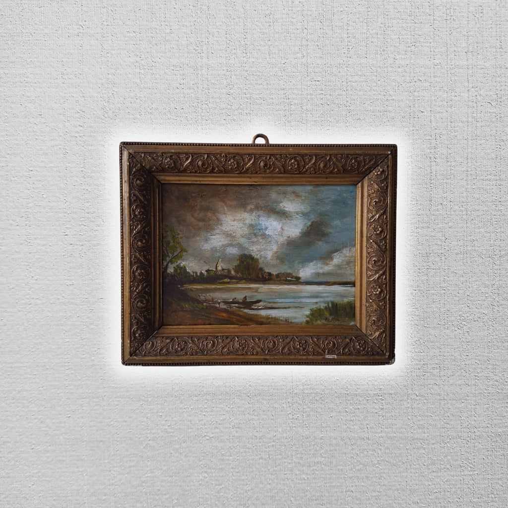 PHILIPP RÖTH (1841-1921) | Seelandschaft mit Figuren | ORIGINAL Ölgemälde auf Karton inkl. Rahmen