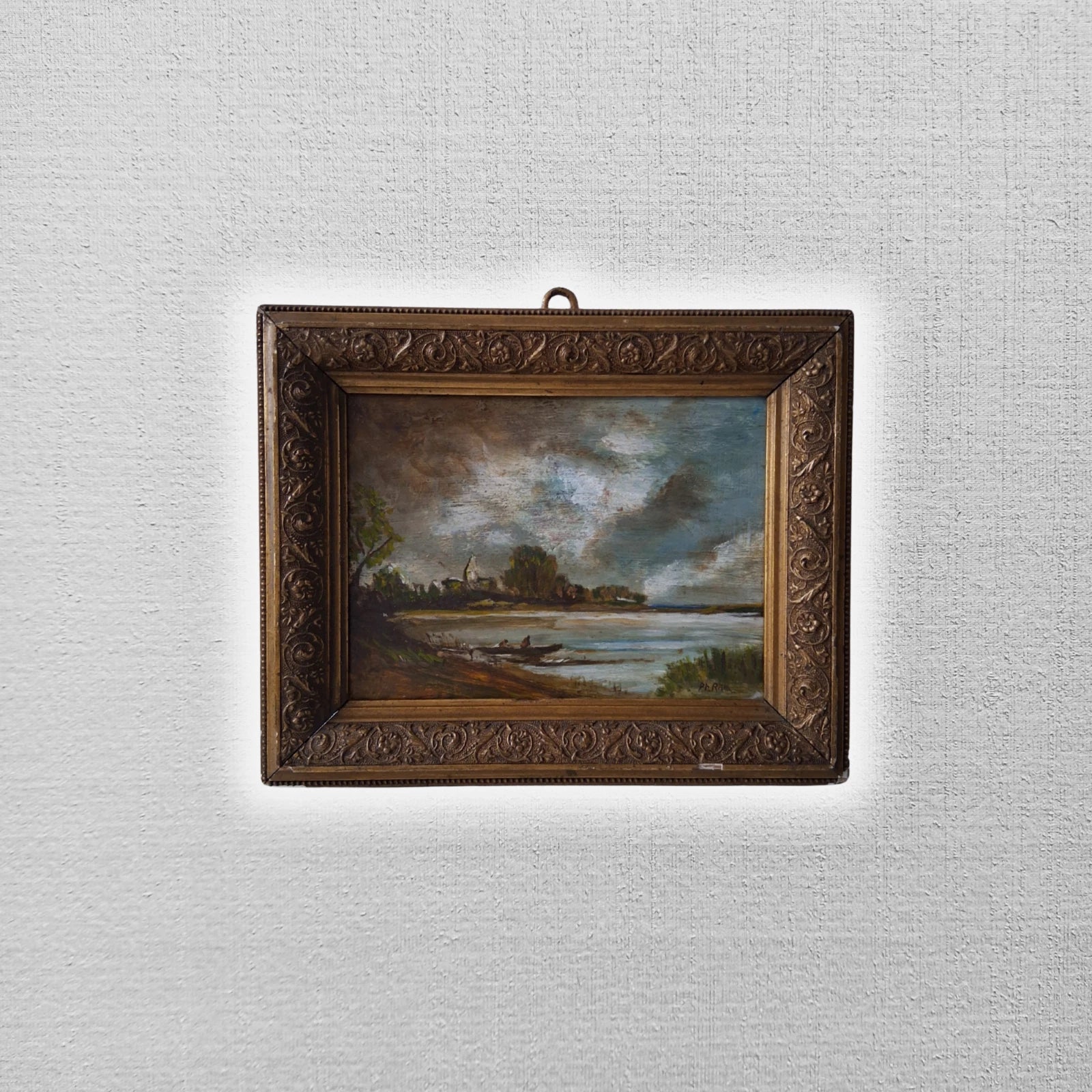 PHILIPP RÖTH (1841-1921) | Seelandschaft mit Figuren | ORIGINAL Ölgemälde auf Karton inkl. Rahmen