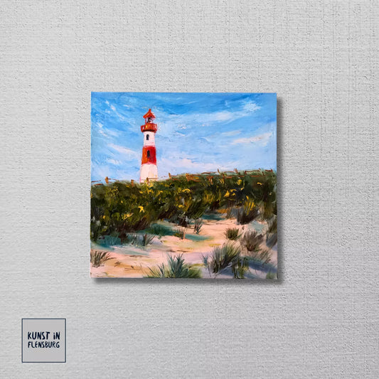 ORIGINAL Ölgemälde auf Leinwand | Leuchtturm / Landschaft / Natur | 30x30 cm | Signiert