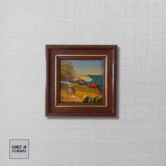 KLEINES ORIGINAL Ölgemälde auf Karton inkl. Holzrahmen | Landschaft / Natur | 11x11 cm