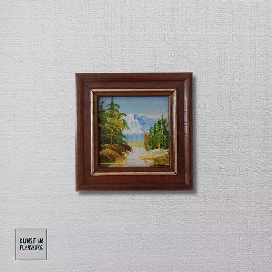 KLEINES ORIGINAL Ölgemälde auf Karton inkl. Holzrahmen | Landschaft / Natur | 11x11 cm