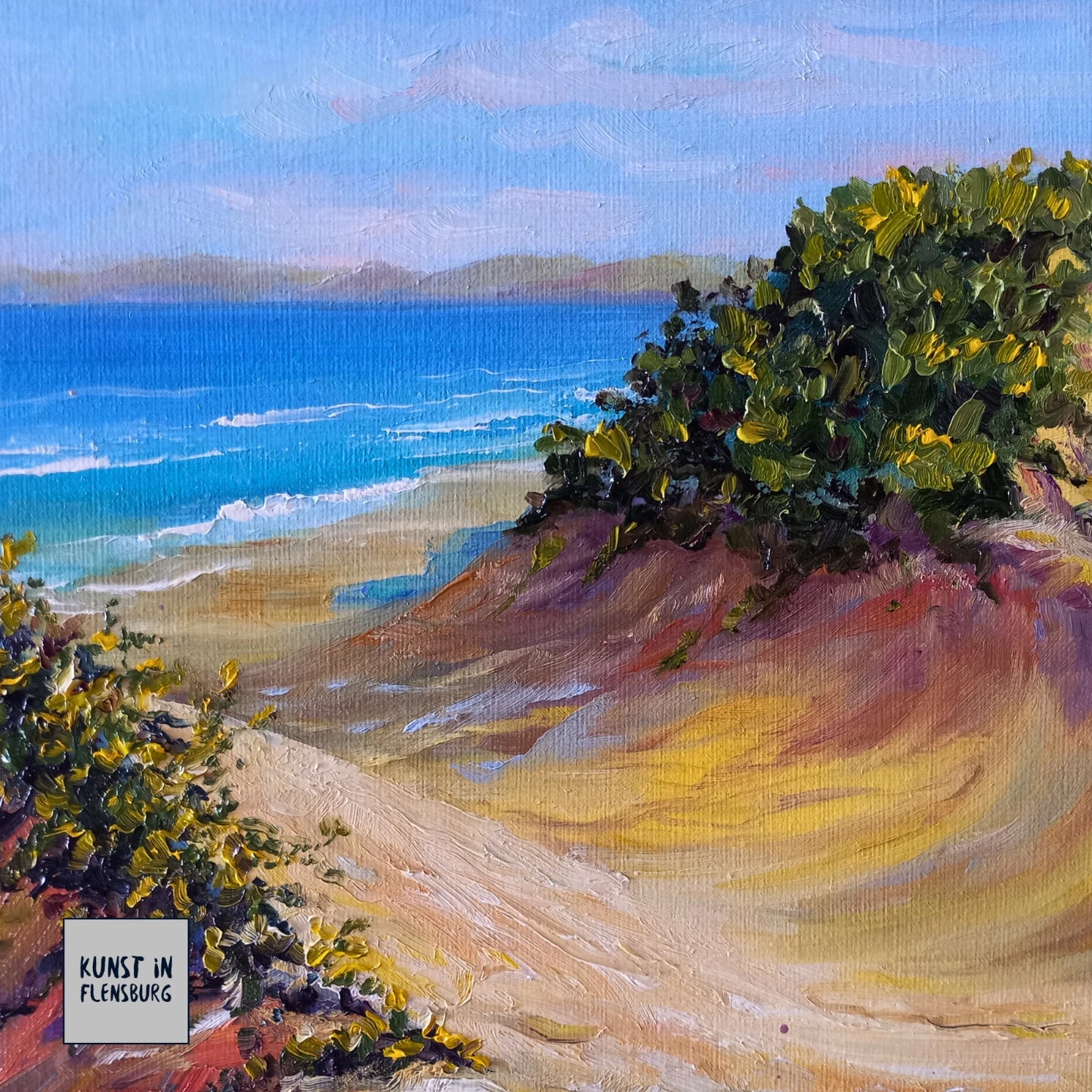 ORIGINAL Ölgemälde auf Leinwand | Strandgang / Meerblick / Landschaft | 30x24 cm | Signiert