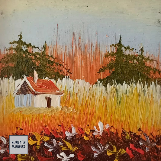 KLEINES ORIGINAL Ölgemälde auf Karton inkl. Holzrahmen | Landschaft / Natur | 11x11 cm