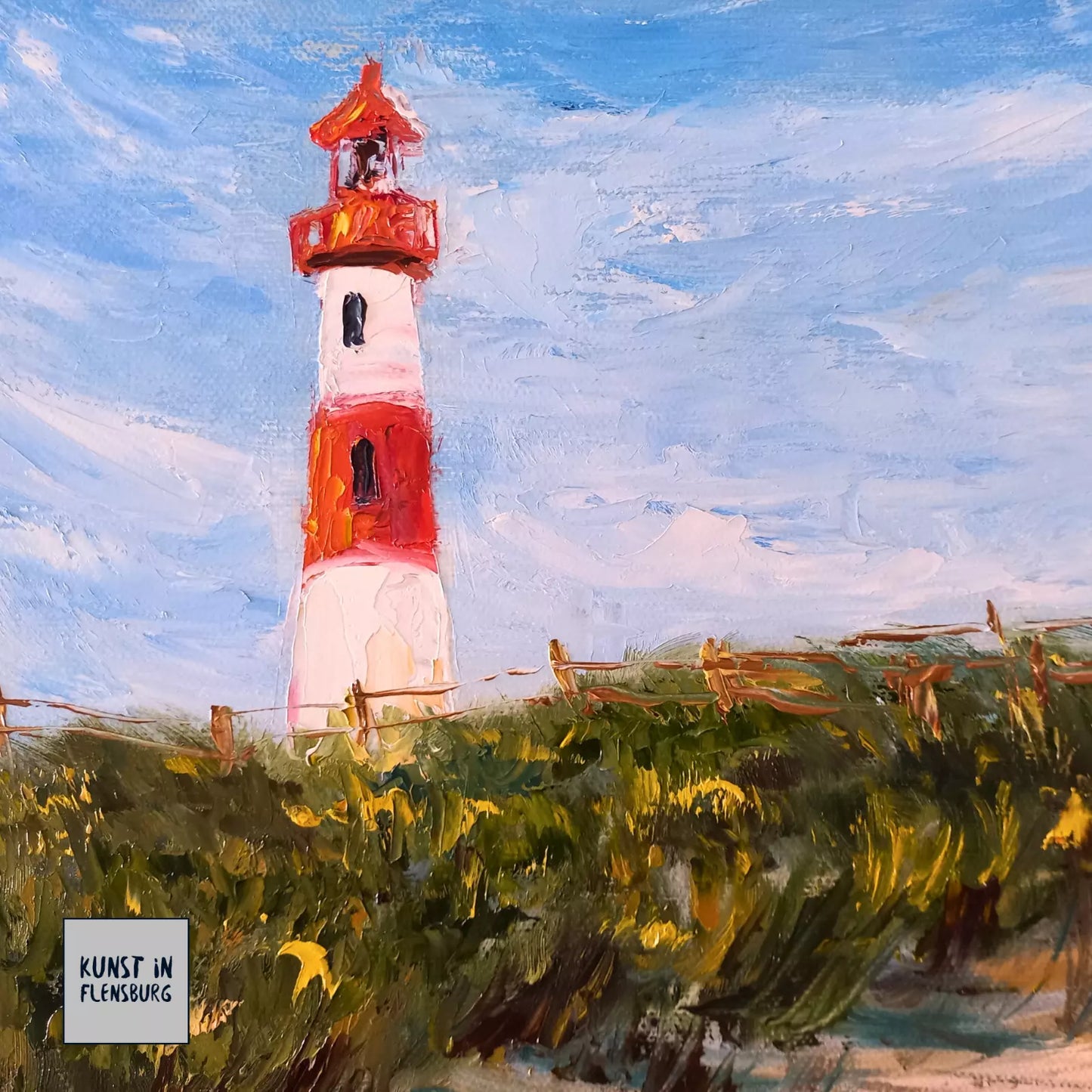 ORIGINAL Ölgemälde auf Leinwand | Leuchtturm / Landschaft / Natur | 30x30 cm | Signiert