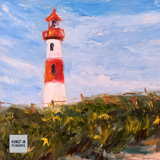 ORIGINAL Ölgemälde auf Leinwand | Leuchtturm / Landschaft / Natur | 30x30 cm | Signiert