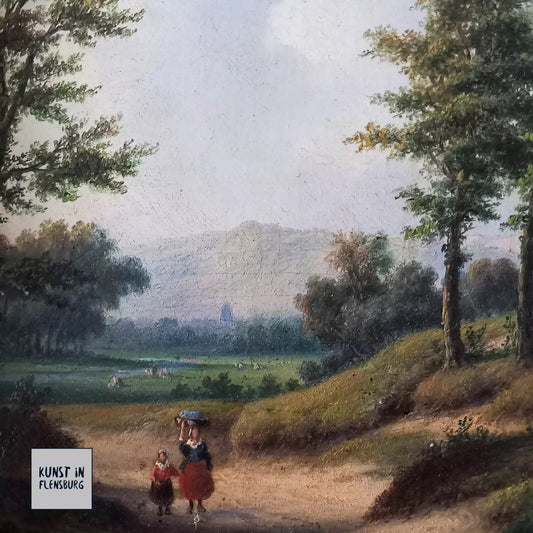 CARL EDUARD AHRENDTS (1822-1898) | Bewaldeter Landweg | ORIGINAL Ölgemälde auf Holzplatte