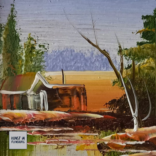 KLEINES ORIGINAL Ölgemälde auf Karton inkl. Holzrahmen | Landschaft / Natur | 11x11 cm