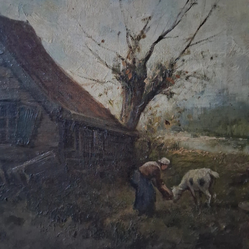 FERDINAND MARINUS (1808-1890) | Bauernhausszene mit Fütterung | ORIGINAL Ölgemälde auf Leinwand