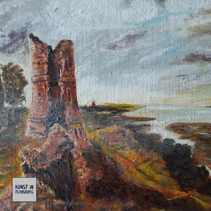 HANDGEMALTES Ölgemälde auf Karton nach John Constable | Hadleigh Castle | Signiert: W. KAISER
