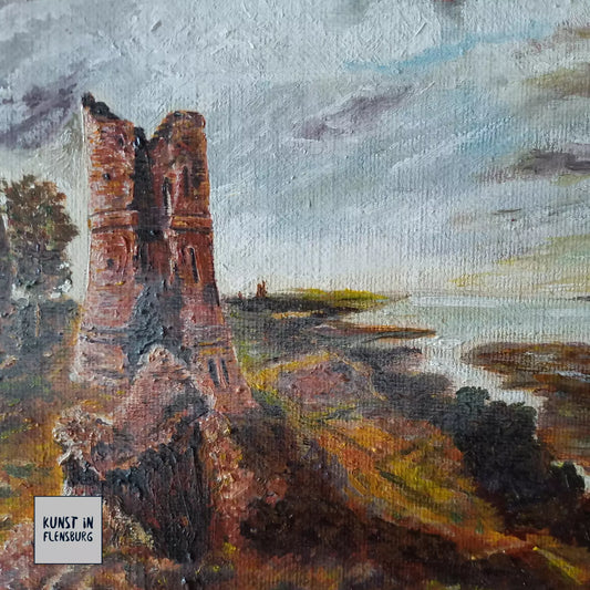 HANDGEMALTES Ölgemälde auf Karton nach John Constable | Hadleigh Castle | Signiert: W. KAISER