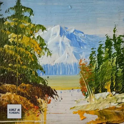 KLEINES ORIGINAL Ölgemälde auf Karton inkl. Holzrahmen | Landschaft / Natur | 11x11 cm
