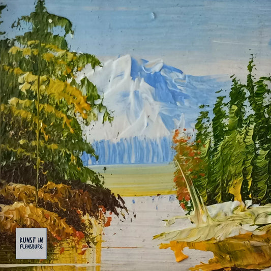 KLEINES ORIGINAL Ölgemälde auf Karton inkl. Holzrahmen | Landschaft / Natur | 11x11 cm
