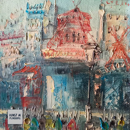 ORIGINAL Ölgemälde auf Leinwand inkl. Holzrahmen | Moulin Rouge / Paris / Abstrakt | Signiert