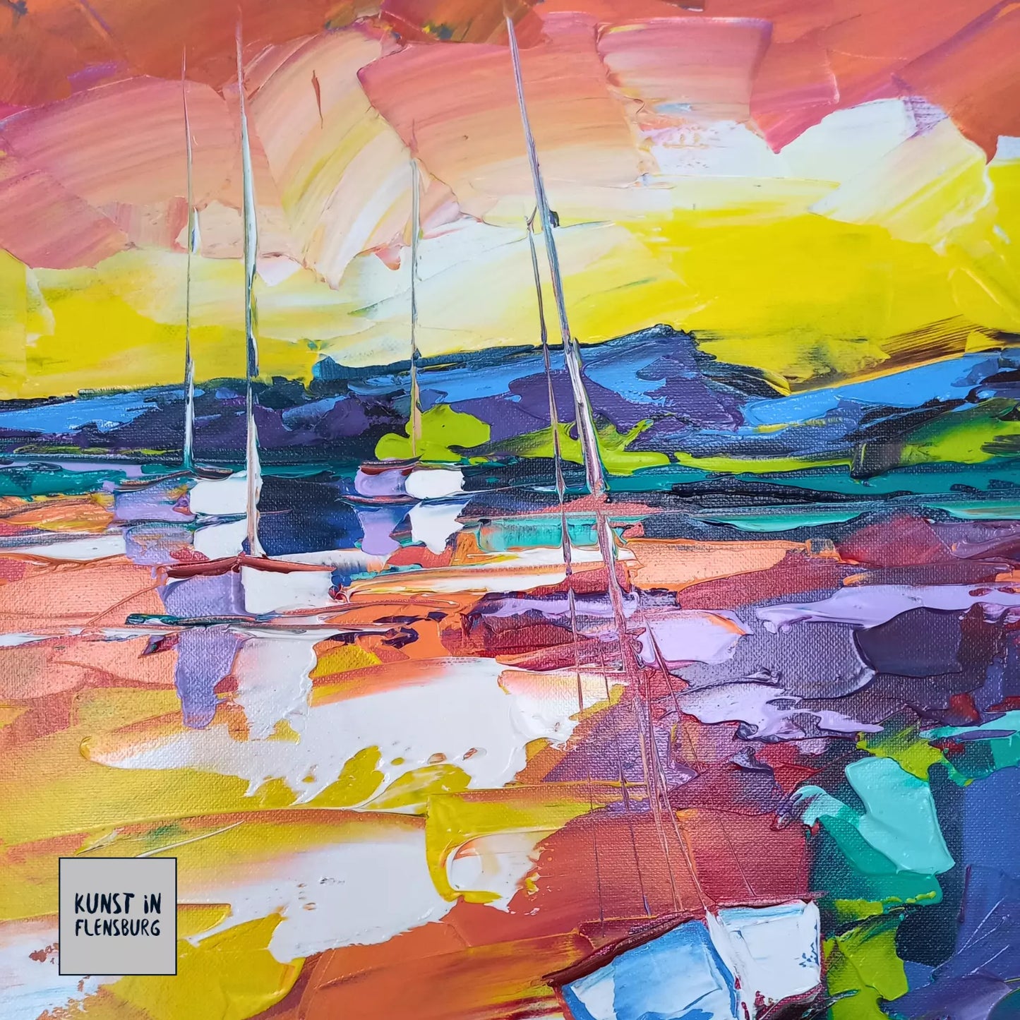 OLIVIER PFLEGER (*1967) | Segelboote / Abstrakte Kunst | ORIGINAL Ölgemälde auf Leinwand