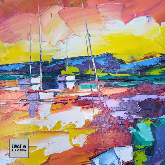 OLIVIER PFLEGER (*1967) | Segelboote / Abstrakte Kunst | ORIGINAL Ölgemälde auf Leinwand