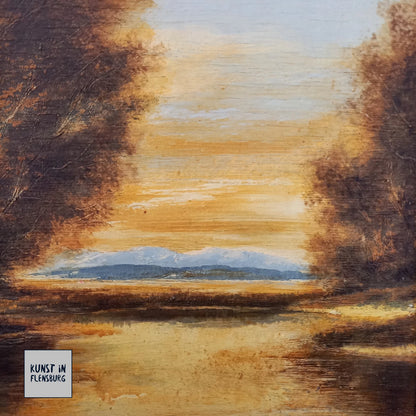 ORIGINAL Ölgemälde auf Holzplatte | Romantische Alpenlandschaft | Signiert: STADLER (München)