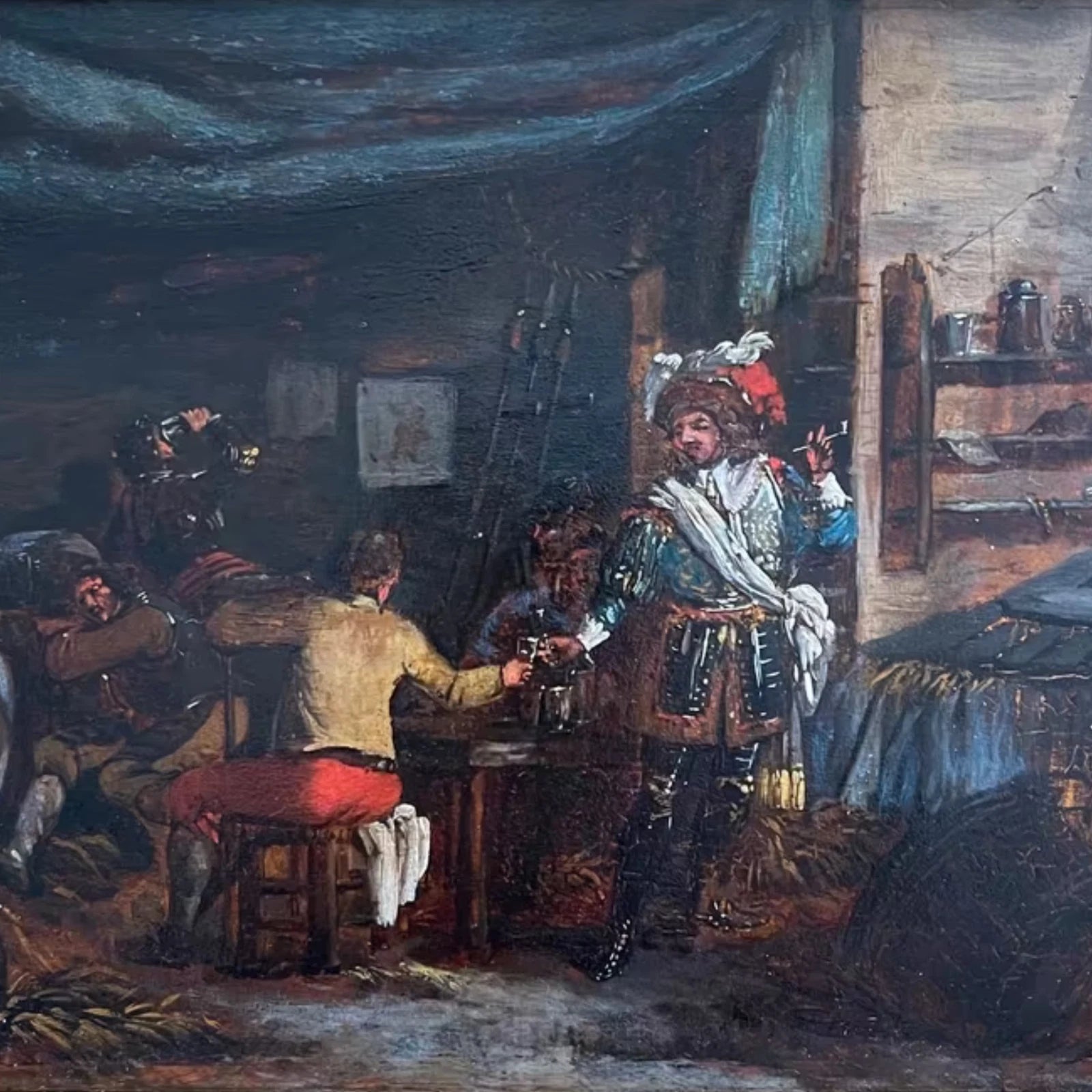 DOMENICO QUAGLIO (1787-1837) | Szene in einer Taverne | ORIGINAL Ölgemälde auf Holzplatte
