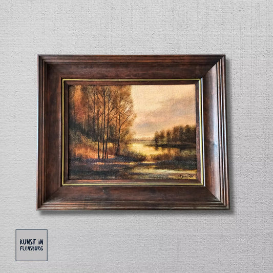 ANDRZEJ SKARZYNSKI | Fluss / Herbstlandschaft | ORIGINAL Ölgemälde auf Leinwand inkl. Rahmen