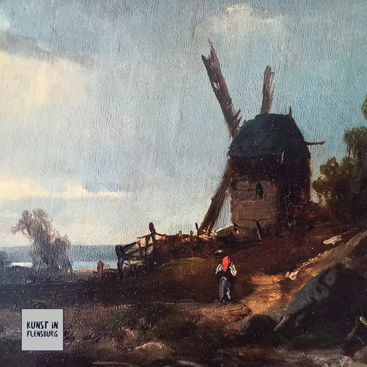 WILHELM KLEIN (1821-1897) | Landschaft mit Windmühle | ORIGINAL Ölgemälde auf Leinwand inkl. Rahmen