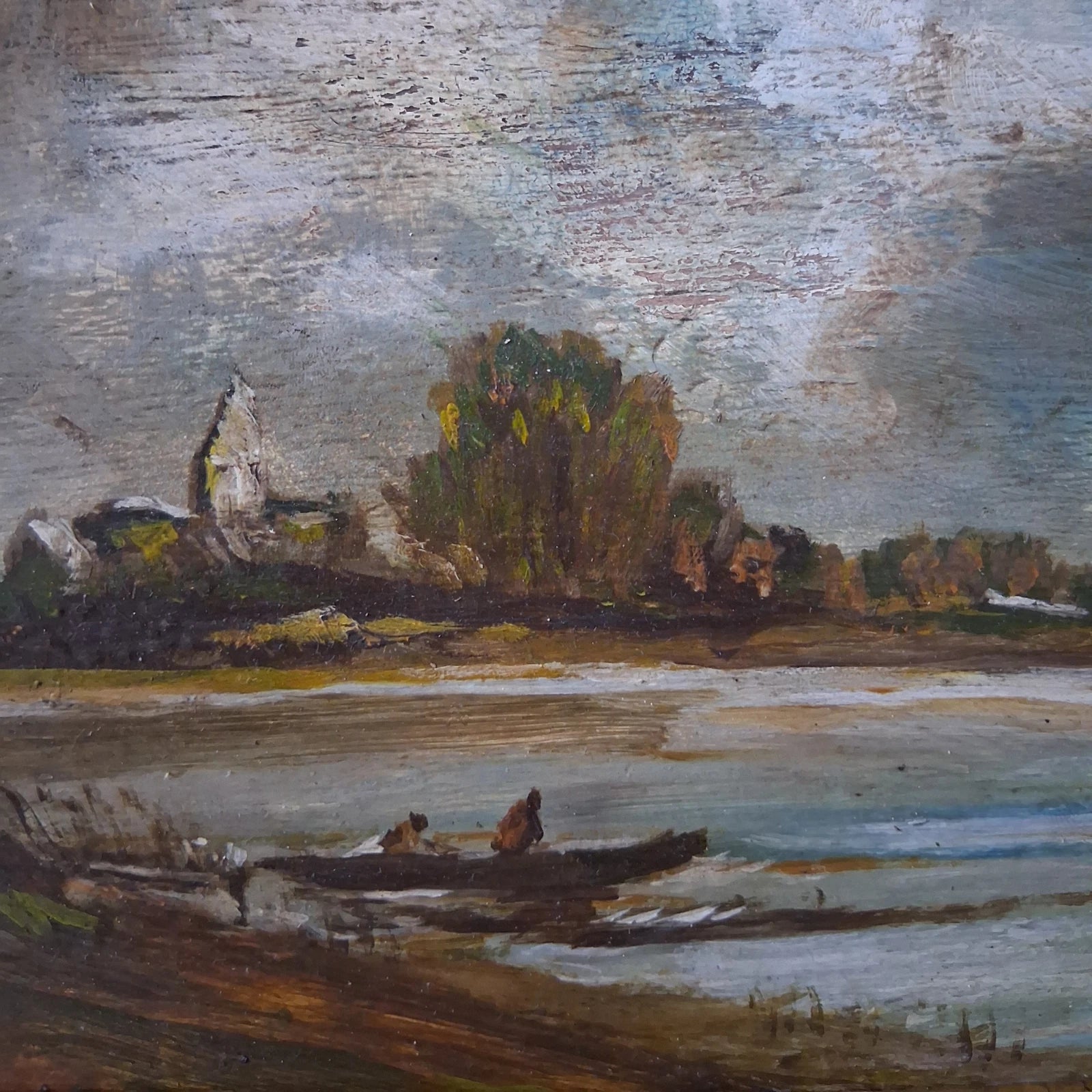 PHILIPP RÖTH (1841-1921) | Seelandschaft mit Figuren | ORIGINAL Ölgemälde auf Karton inkl. Rahmen