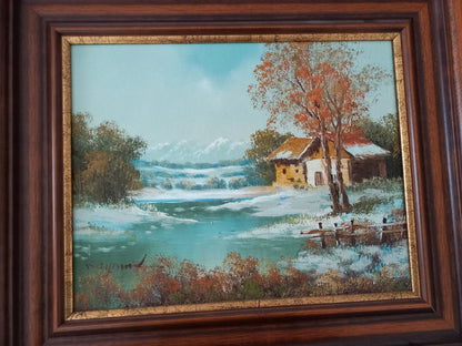 ORIGINAL Ölgemälde auf Leinwand inkl. Rahmen | Winter im Herbst / Landschaft / Natur | Signiert