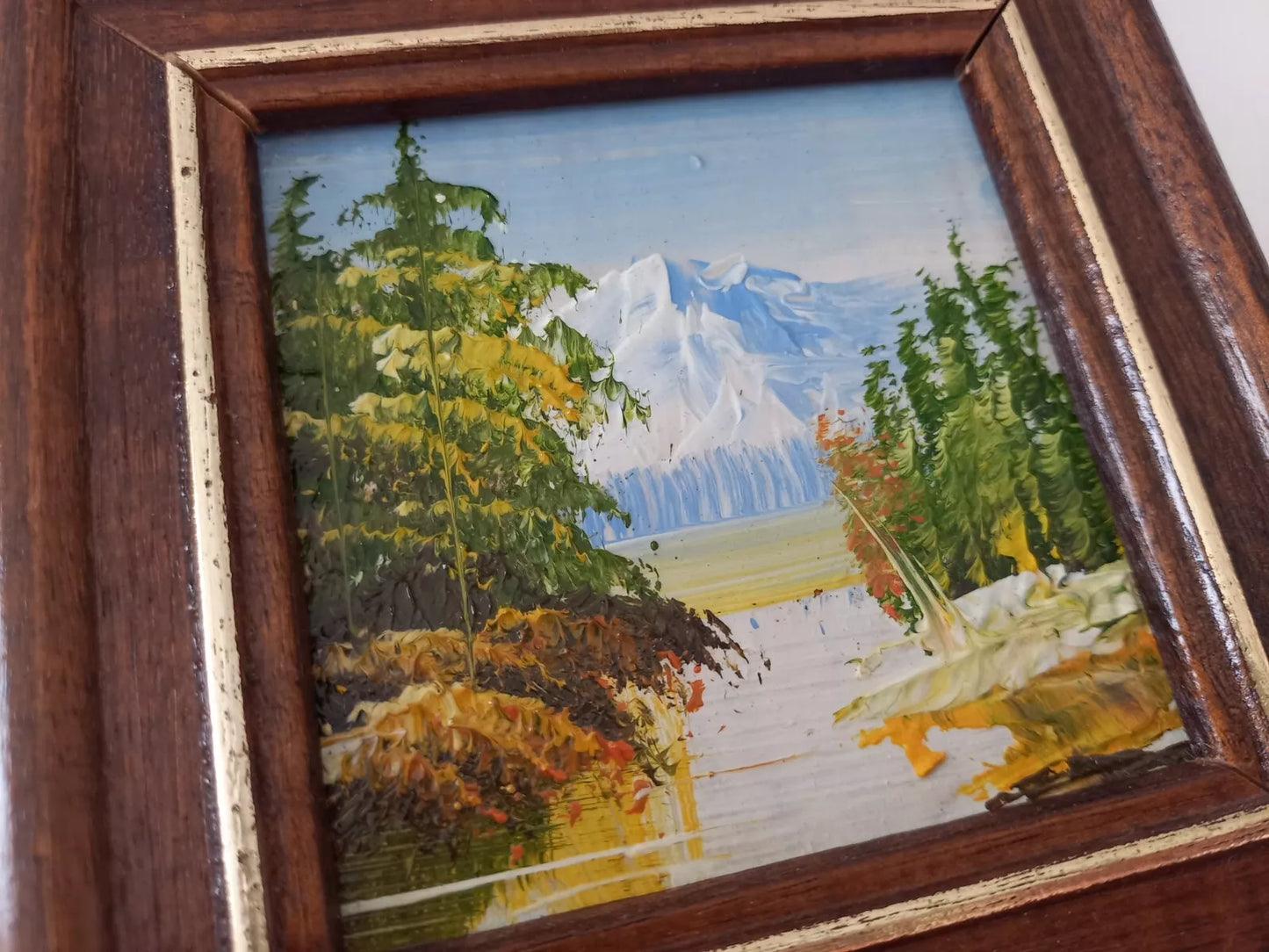 KLEINES ORIGINAL Ölgemälde auf Karton inkl. Holzrahmen | Landschaft / Natur | 11x11 cm