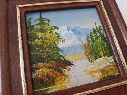 KLEINES ORIGINAL Ölgemälde auf Karton inkl. Holzrahmen | Landschaft / Natur | 11x11 cm