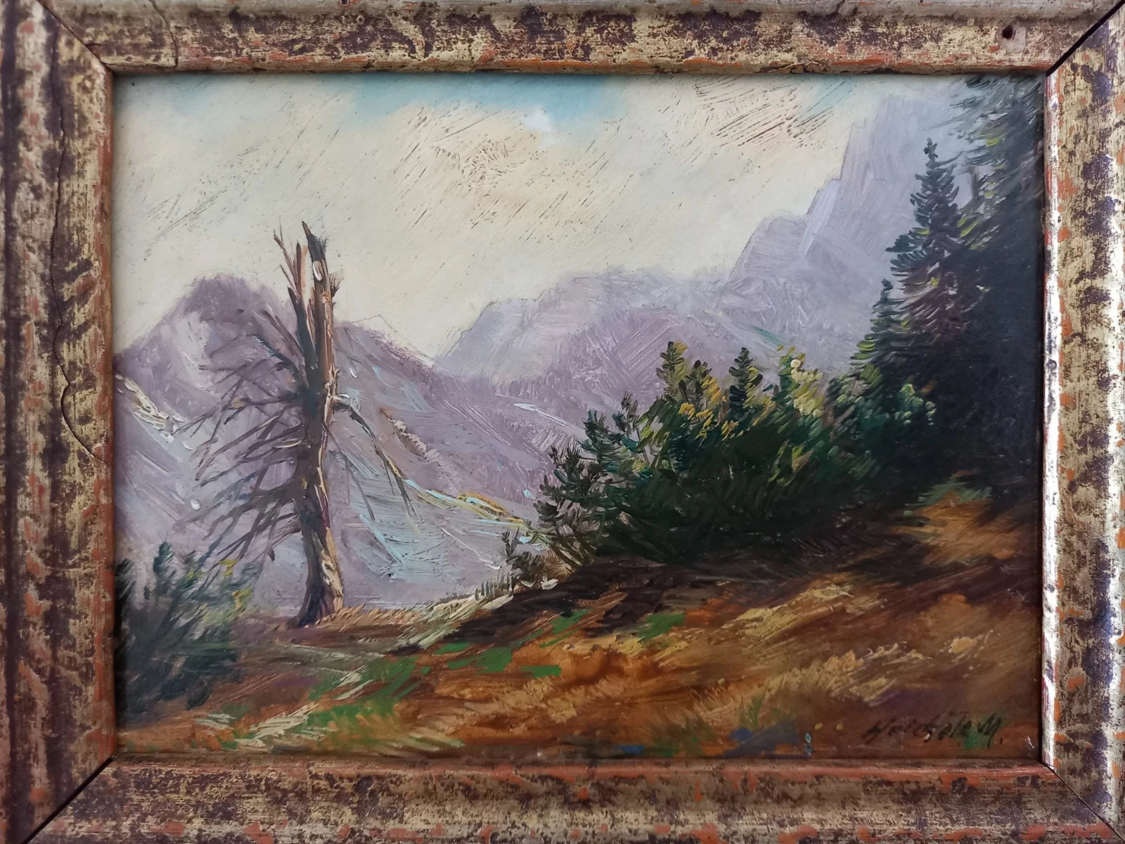 MAX HEICHELE (1890-1979) | Berglandschaft | ORIGINAL Ölgemälde auf Holzplatte inkl. Rahmen