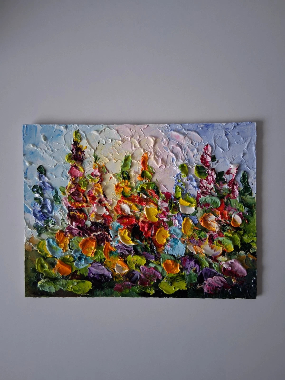 ORIGINAL Ölgemälde auf Karton | Wilde Blumen / Blumenwiese | 20x15 cm | Signiert