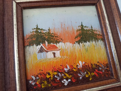KLEINES ORIGINAL Ölgemälde auf Karton inkl. Holzrahmen | Landschaft / Natur | 11x11 cm