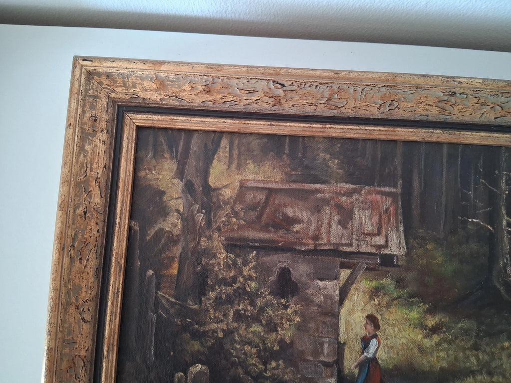 HANDGEMALTES Ölgemälde auf Leinwand nach Carl Spitzweg | Kapelle im Wald | W. EHRL (1948)