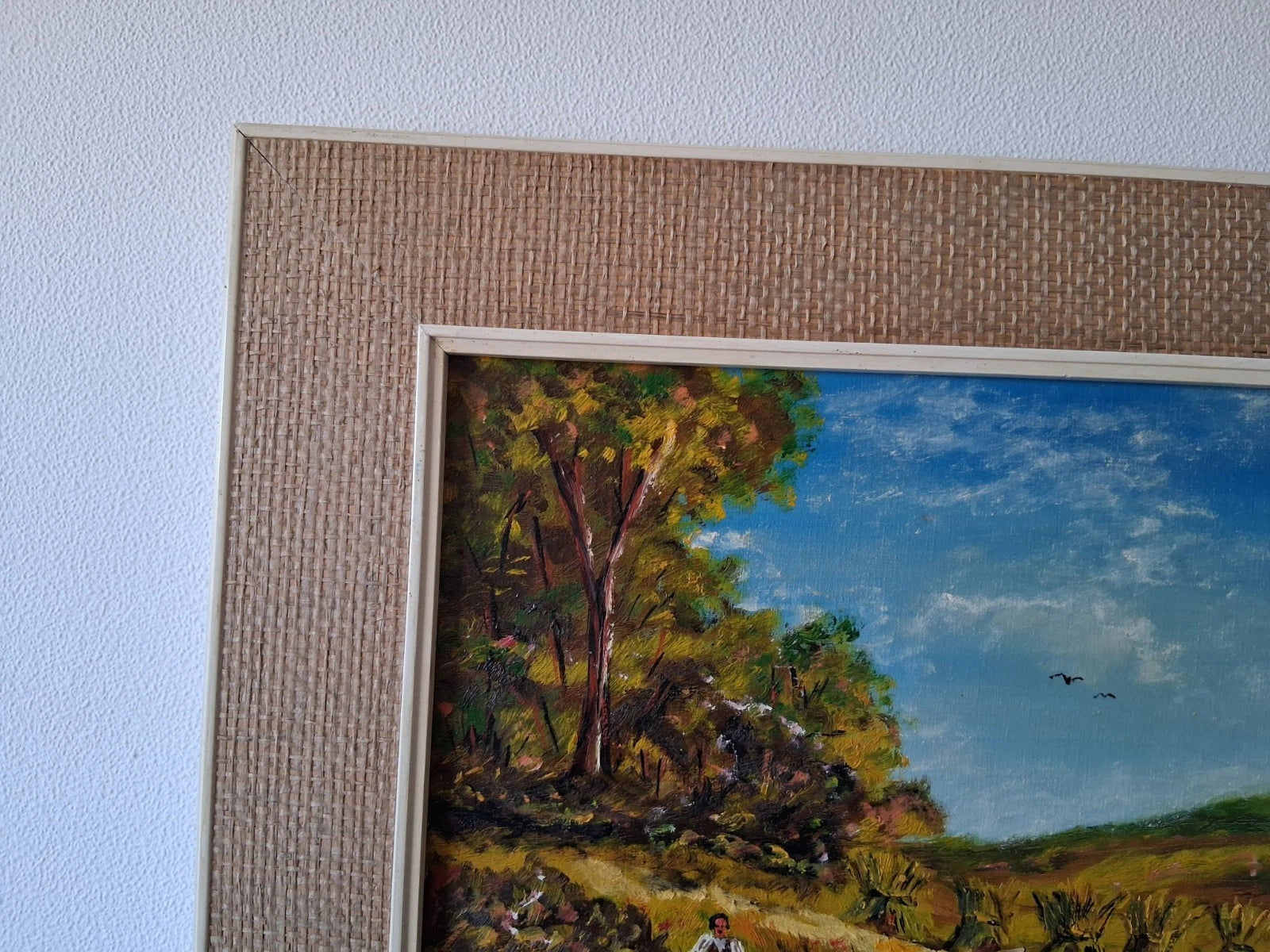 ORIGINAL Ölgemälde auf Leinwand inkl. Rahmen | Landschaft / Natur / Mann mit Hund | Signiert