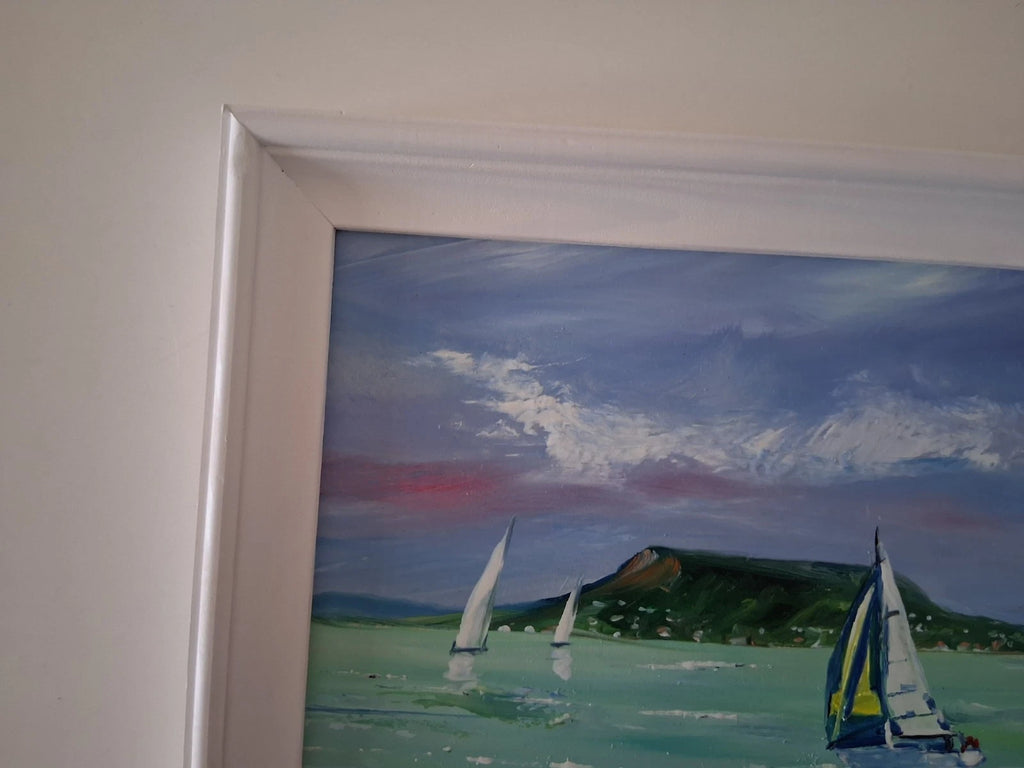 PAPP TÜNDE | Segelboote / Balaton / Ungarn | ORIGINAL Ölgemälde auf Karton inkl. Rahmen