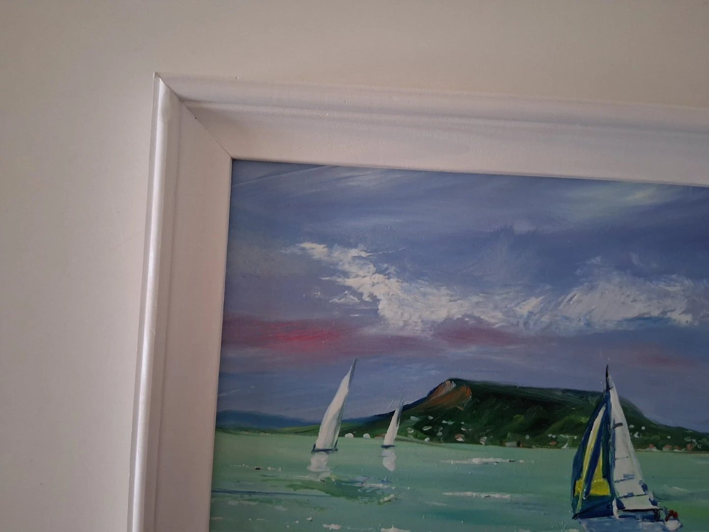 PAPP TÜNDE | Segelboote / Landschaft / Balaton / Ungarn | ORIGINAL Ölgemälde auf Karton inkl. Rahmen