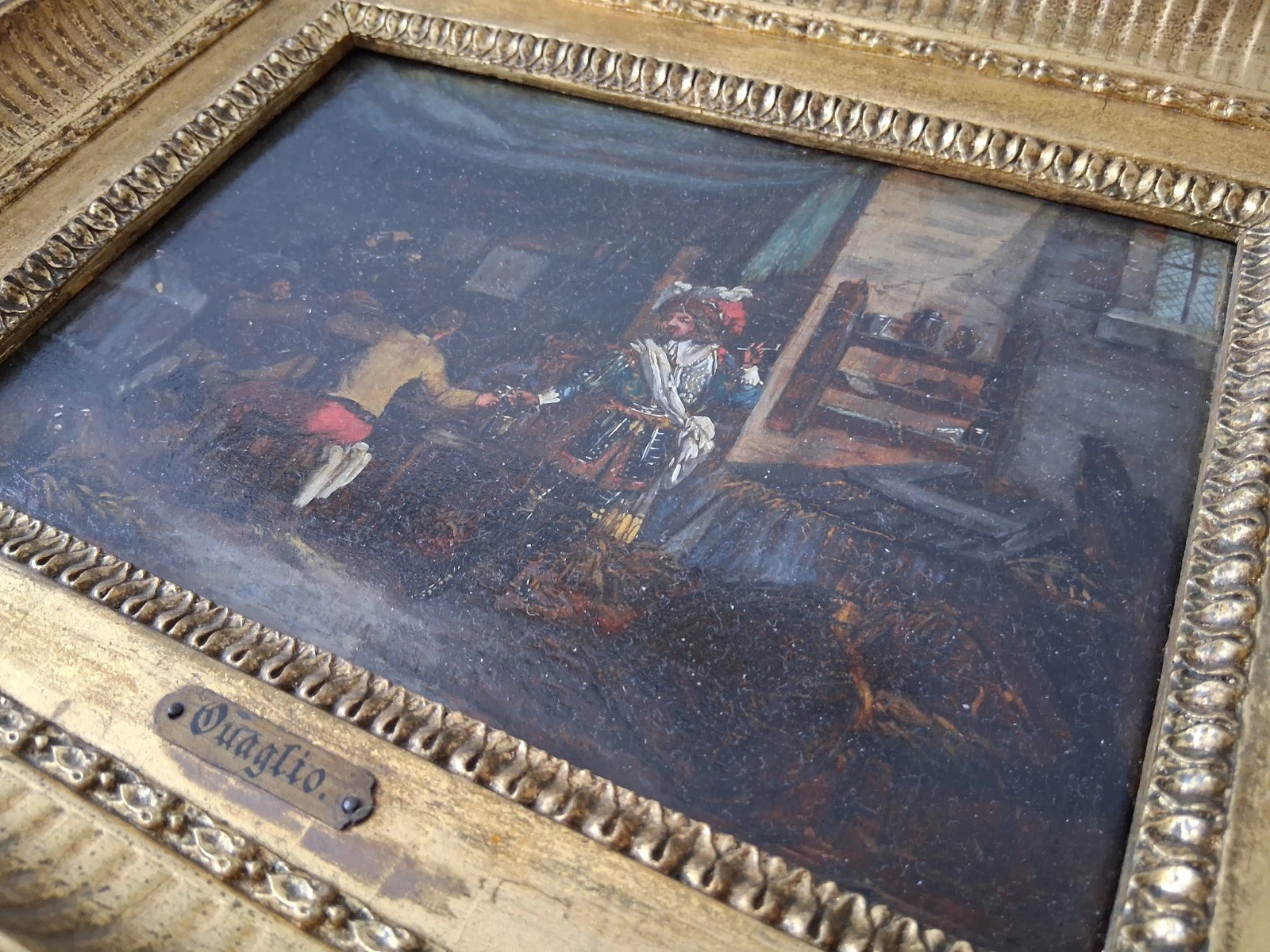 DOMENICO QUAGLIO (1787-1837) | Szene in einer Taverne | ORIGINAL Ölgemälde auf Holzplatte