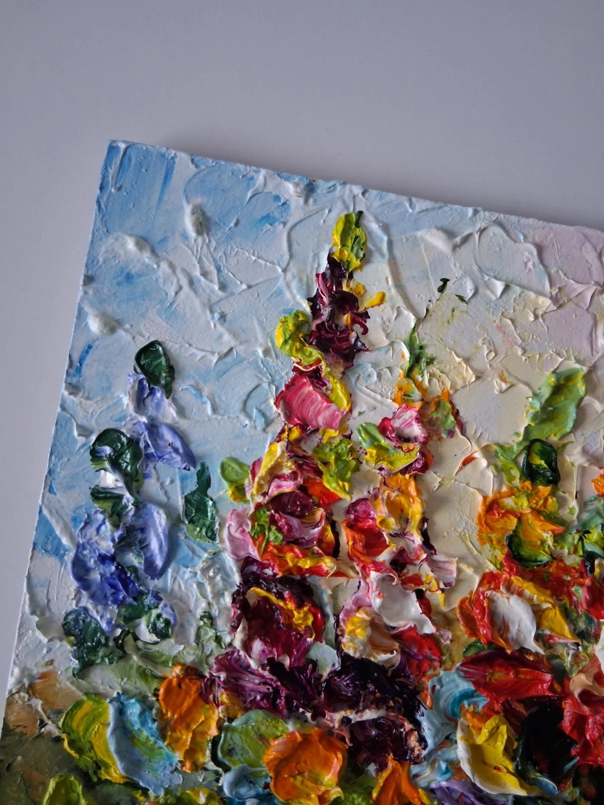ORIGINAL Ölgemälde auf Karton | Wilde Blumen / Blumenwiese | 20x15 cm | Signiert