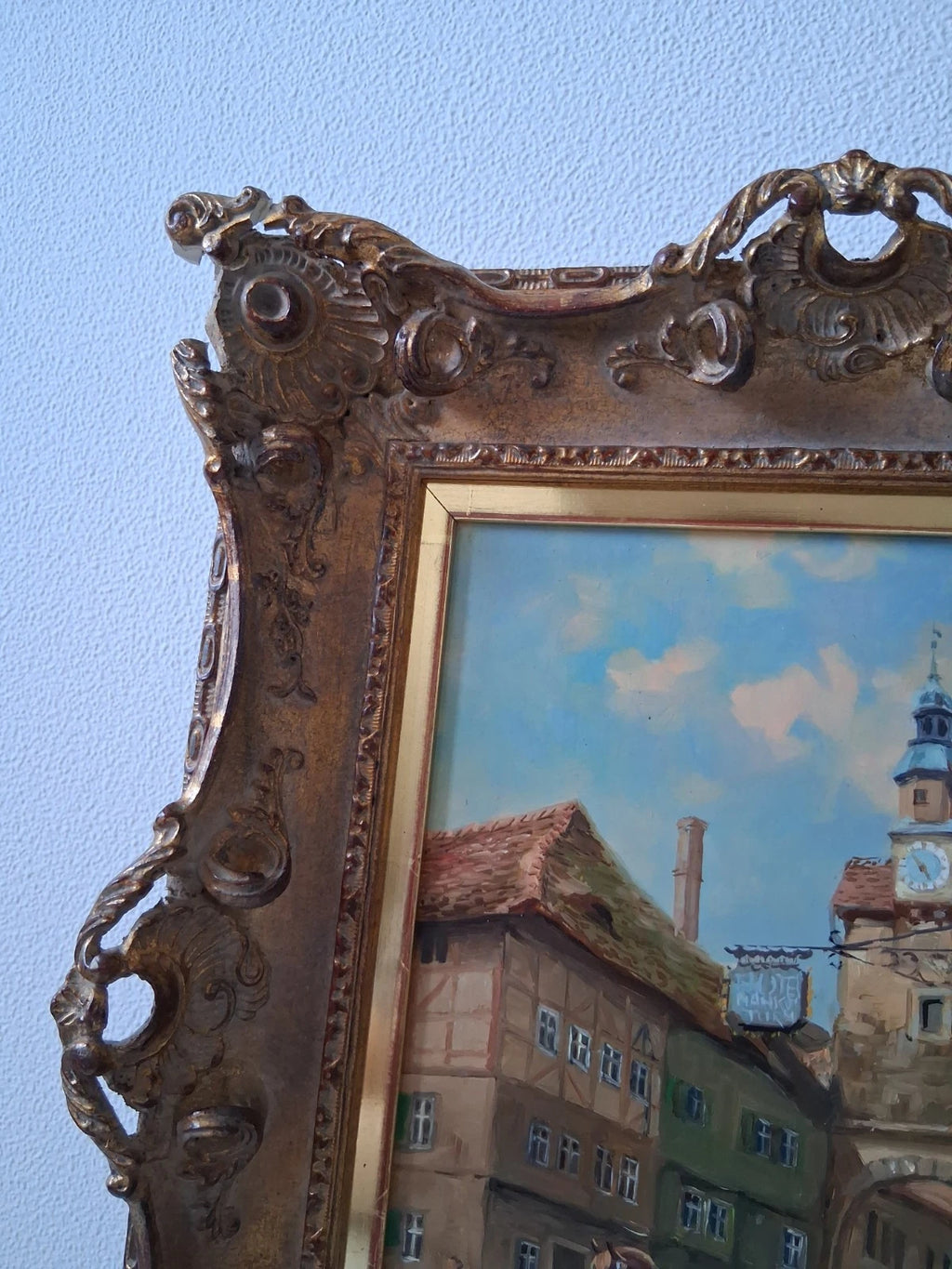 BRUNO KRAUEL (1907-1999) | Marktplatz | ORIGINAL Ölgemälde auf Holzplatte inkl. Barockrahmen
