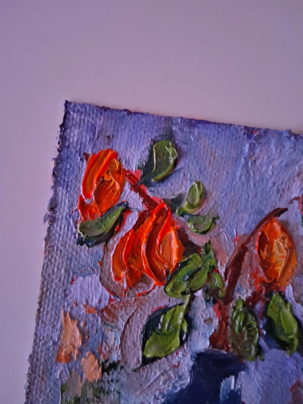ORIGINAL Ölgemälde auf Leinwand | Stillleben / Physalis / Blumenvase | 15x10 cm | Signiert