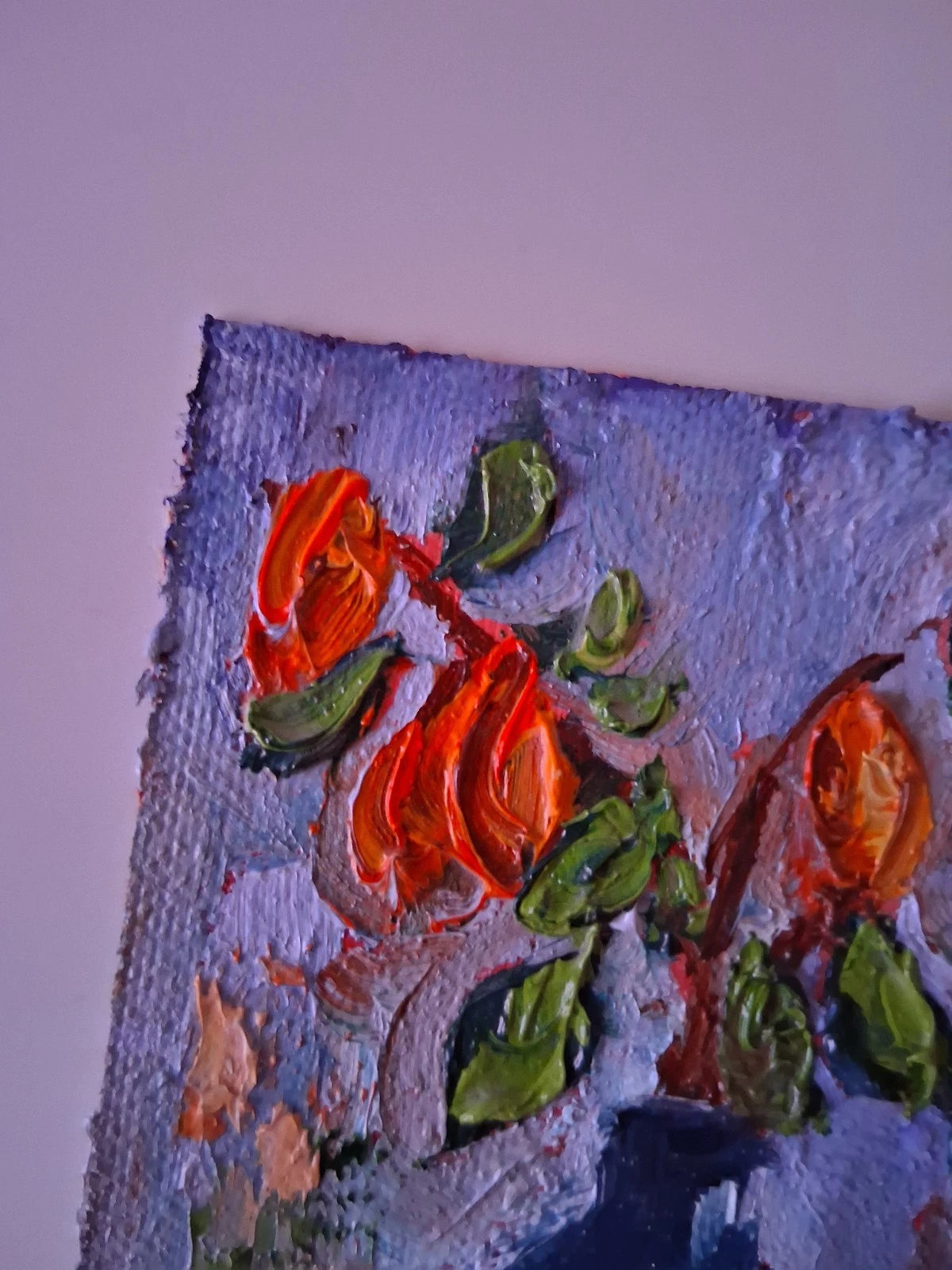 ORIGINAL Ölgemälde auf Leinwand | Stillleben / Physalis / Blumenvase | 15x10 cm | Signiert
