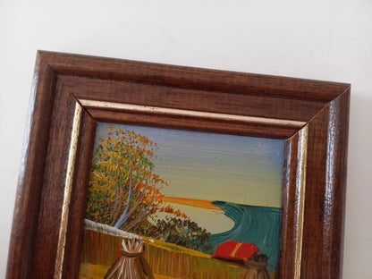 KLEINES ORIGINAL Ölgemälde auf Karton inkl. Holzrahmen | Landschaft / Natur | 11x11 cm