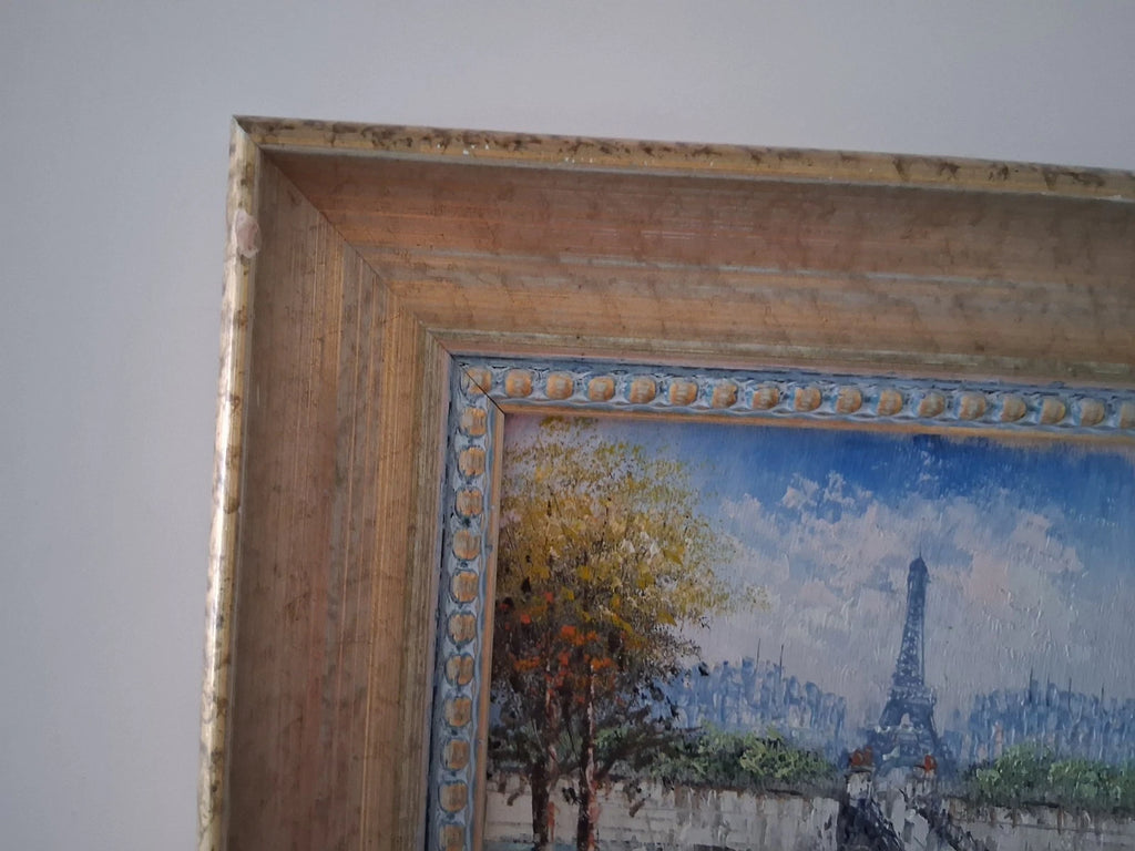 CAROLINE C. BURNETT | Stadtszene / Eiffelturm / Paris | ORIGINAL Ölgemälde auf Karton inkl. Rahmen