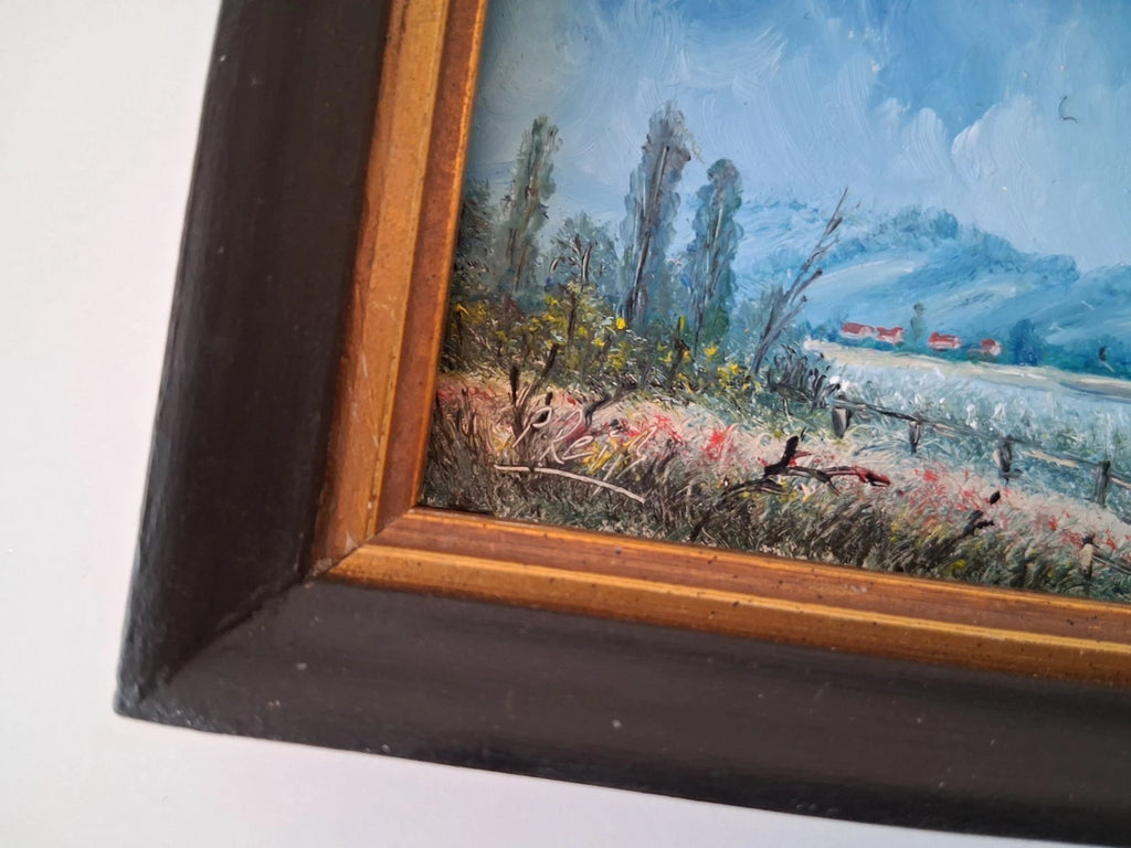 KLEINES ORIGINAL Ölgemälde auf Karton inkl. Rahmen | Landschaft / Natur | 11x7 cm | Signiert