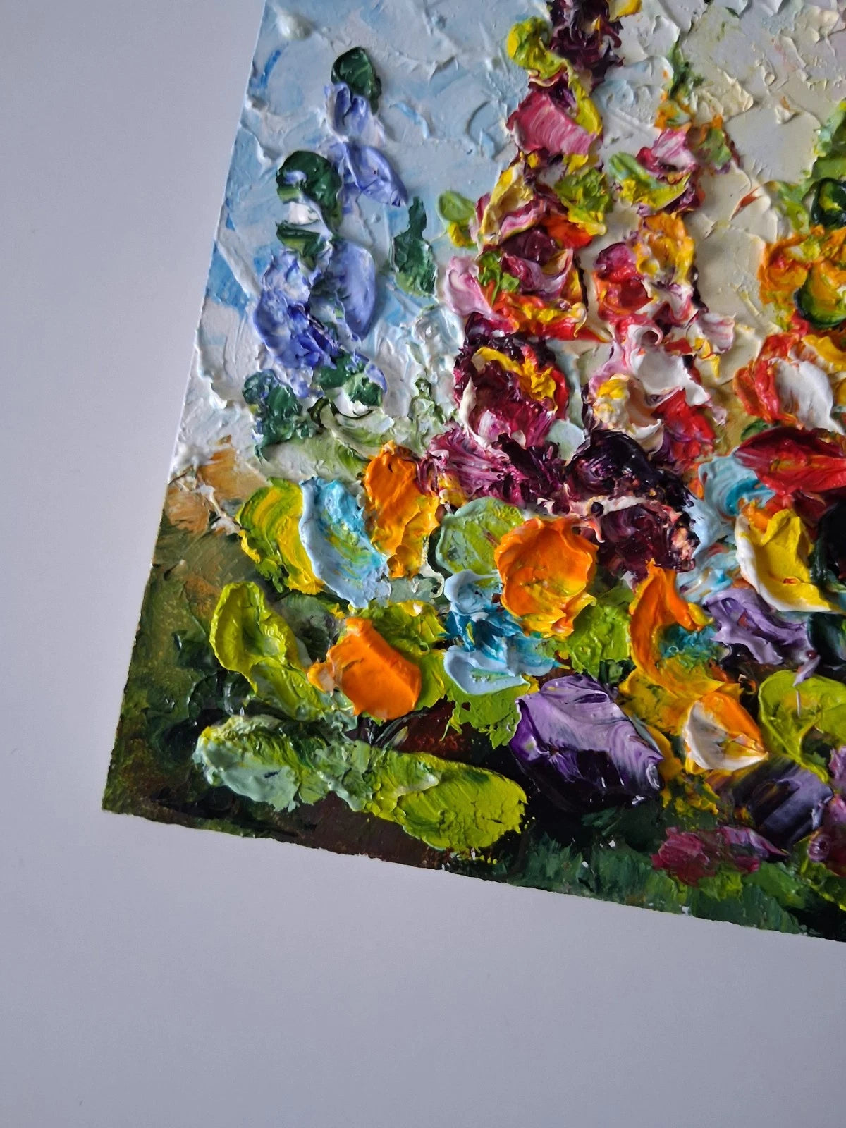 ORIGINAL Ölgemälde auf Karton | Wilde Blumen / Blumenwiese | 20x15 cm | Signiert